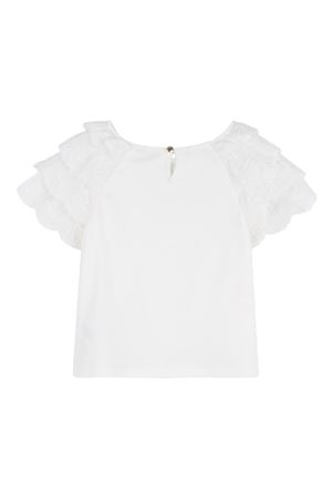 T-shirt bianca con maniche a ruches CHLOÉ KIDS | C20853117
